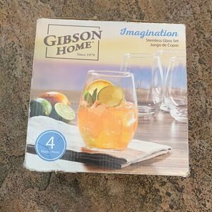 Gibson Home Imagination Stemless Glass Set 4 Pieces 10 Ounces Each Dishwasher